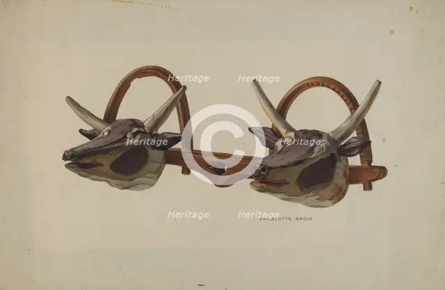 Hat Rack (Shaped Like Ox Yoke), c. 1939. Creator: Charlotte Angus.
