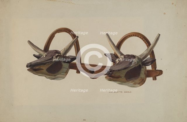 Hat Rack (Shaped Like Ox Yoke), c. 1939. Creator: Charlotte Angus.