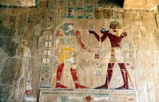 Hatshepsut, Queen of Egypt, presenting an offering to the god Horus