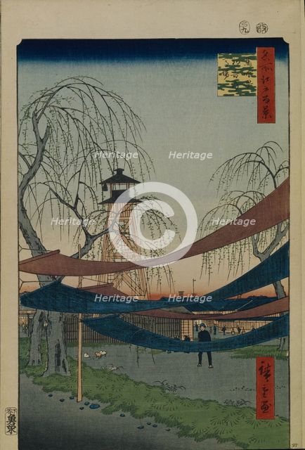 Hatsune Riding Ground in Bakuro-cho (One Hundred Famous Views of Edo), 1856-1858. Artist: Hiroshige, Utagawa (1797-1858)