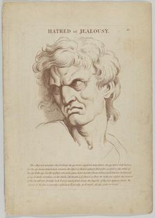 Hatred or Jealousy (from Heads Representing the Various Passions of the Soul; as they are ..., 1765. Creator: Anon
