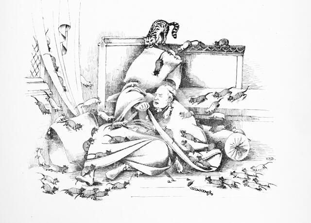 Hatto II is devoured by mice, 1861.  Creator: Violetta Harriot Darwin.