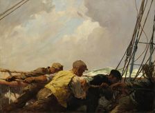 Hauling the Mainsail, 1933. Creator: Arthur Briscoe