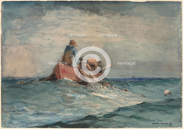 Hauling in the Nets, 1887. Creator: Winslow Homer.