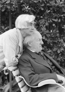 Hauptmann, Gerhart, Mr. and Mrs., outdoors, 1938 Creator: Arnold Genthe