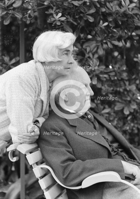 Hauptmann, Gerhart, Mr. and Mrs., outdoors, 1938 Creator: Arnold Genthe.