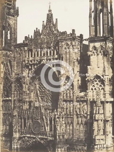 Haut de Portail, Côté de la Place, Cathédrale de Rouen, 1852-54. Creator: Edmond Bacot.