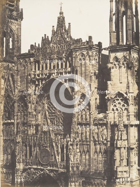 Haut de Portail, Côté de la Place, Cathédrale de Rouen, 1852-54. Creator: Edmond Bacot.