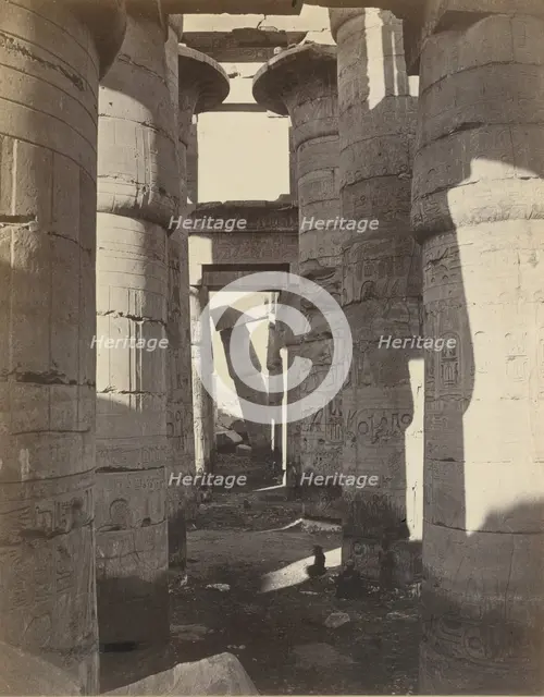 Haute-Egypt, Salle Hypostyle à Karnak, ca. 1870. Creator: Adolphe Braun.