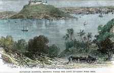 Havannah Harbour, showing where the fifty invaders were shot Cuba, c1880
