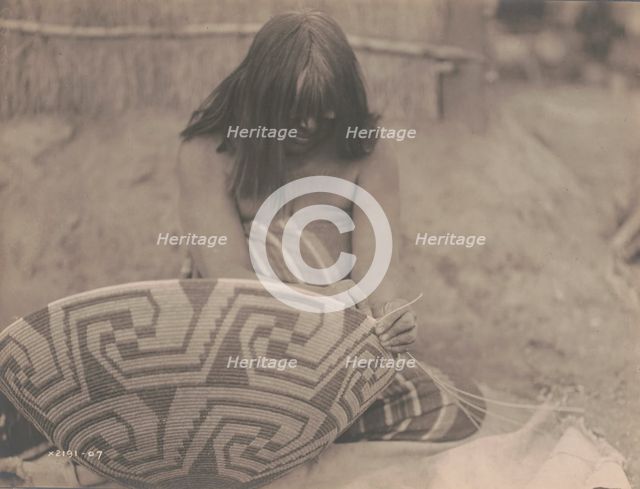 Havachach weaving (Maricopa Tribe, Arizona), 1907 Creator: Edward Sheriff Curtis.