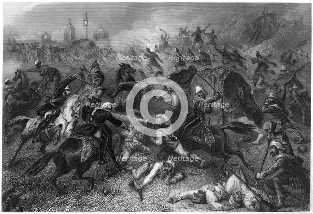 'Havelock's column attacking the mutineers before Cawnpore', 1857, (c1860). Artist: Unknown