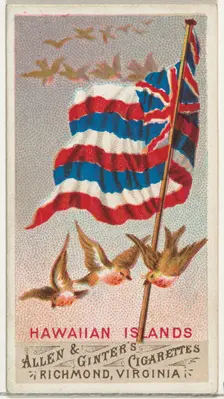 Hawaiian Islands, from Flags of All Nations, Series 1 (N9) for Allen & Ginter Cigarettes B..., 1887. Creator: Allen & Ginter