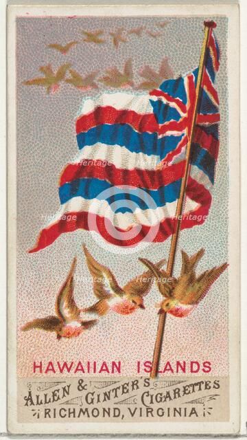Hawaiian Islands, from Flags of All Nations, Series 1 (N9) for Allen & Ginter Cigarettes B..., 1887. Creator: Allen & Ginter.