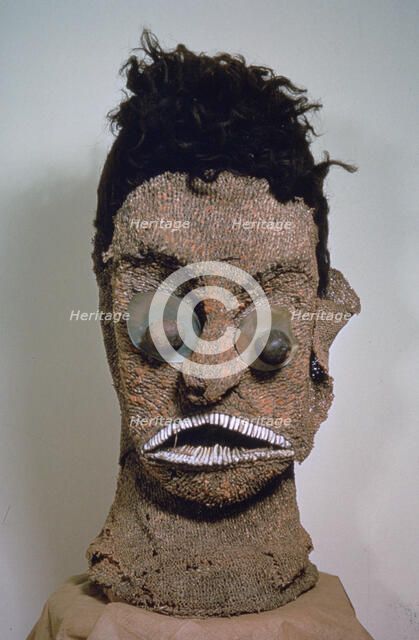 Hawaiian mask with human hair. Artist: Unknown