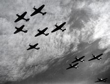 Hawker Hurricanes flying in formation, Battle of Britain, World War II, 1940
