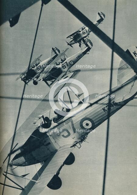 Hawker Hart biplanes flying in formation, c1936 (c1937). Artist: Unknown.