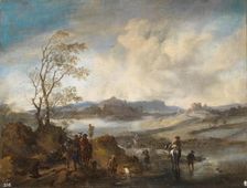 Hawking Party by a River, between 1655 and 1658. Creator: Philip Wouverman
