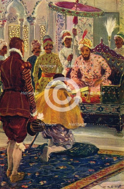 'Hawkins Presenting King James's Letter to the Great Mogul', 1608 (c1912). Artist: Unknown.