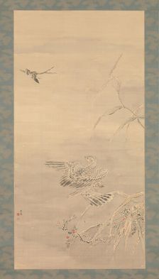 Hawk Grasping a Small Bird, 19th century. Creator: Tsubaki Chinzan
