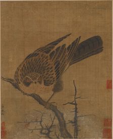 Hawk on a leafless branch, Possibly Yuan dynasty, 1279-1368. Creator: Unknown