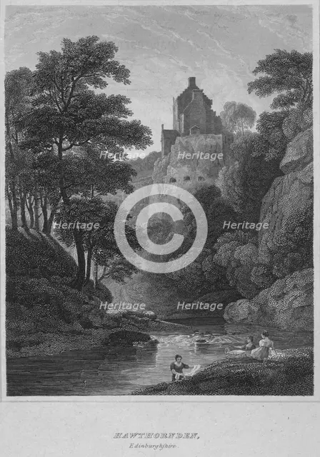 'Hawthornden, Edinburghshire', 1814. Artist: John Greig.