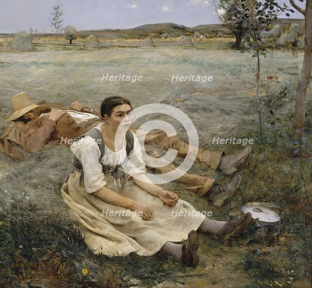 Hay making, 1877. Artist: Bastien-Lepage, Jules (1848-1884)