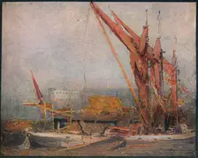 Hay Barges on the Thames 1905. Artist: Arthur Streeton