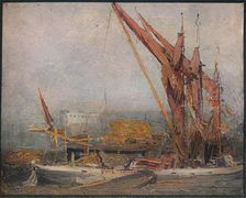 Hay Barges on the Thames 1905. Artist: Arthur Streeton