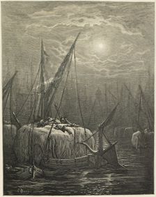 Hay-Boats on the Thames, 1872. Creator: Unknown