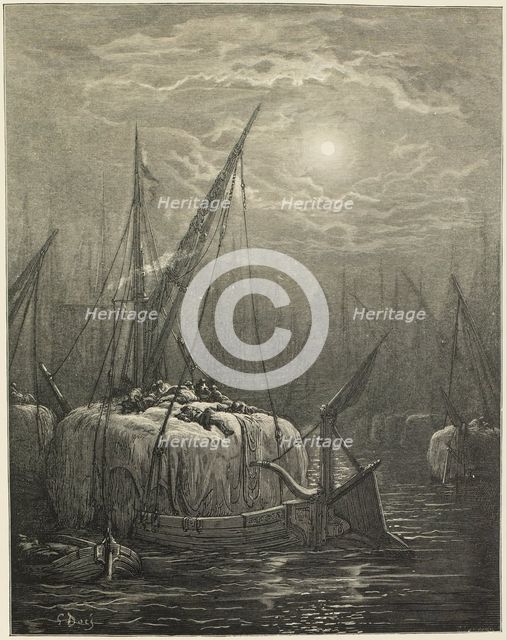 Hay-Boats on the Thames, 1872.  Creator: Unknown.