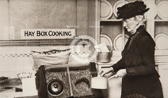Hay box cooking, World War I, c1914-c1918. Creator: S and G.