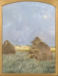 Hay-Cocks by Moonlight, 1885. Creator: Julia Beck