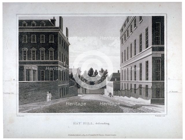 Hay Hill, Westminster, London, 1809.                                           Artist: William James Bennett