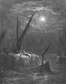 Hayboat on the Thames 1872. Creator: Gustave Doré