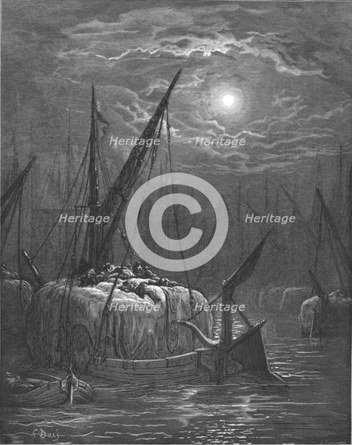 'Hayboat on the Thames', 1872.  Creator: Gustave Doré.
