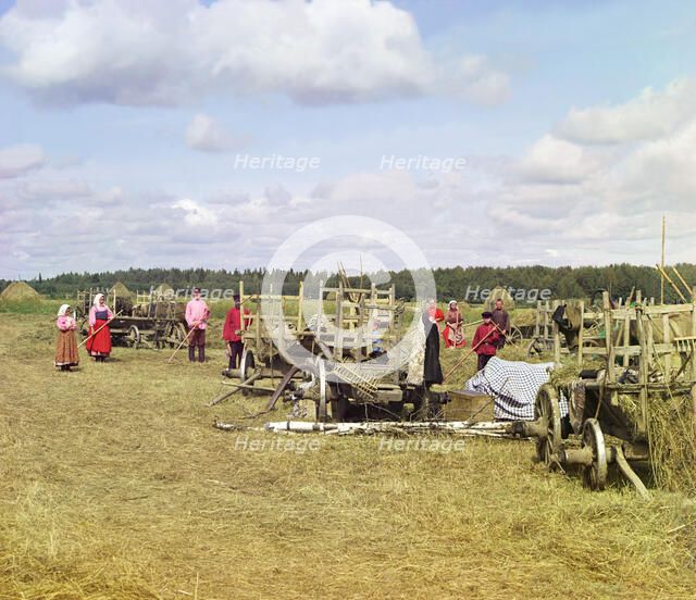 Haying, near rest time [Russian Empire], 1909. Creator: Sergey Mikhaylovich Prokudin-Gorsky.
