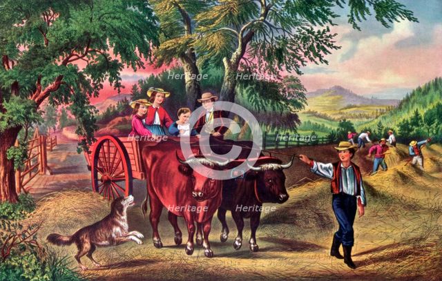 'Haying Time, The First Load', 1868.Artist: Currier and Ives