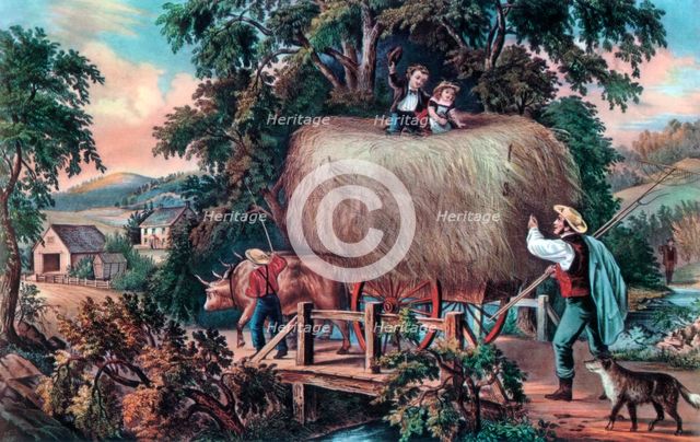 'Haying Time, The Last Load', 1868.Artist: Currier and Ives