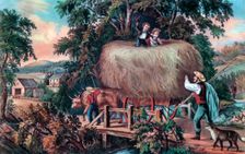 Haying Time, The Last Load 1868.Artist: Currier and Ives