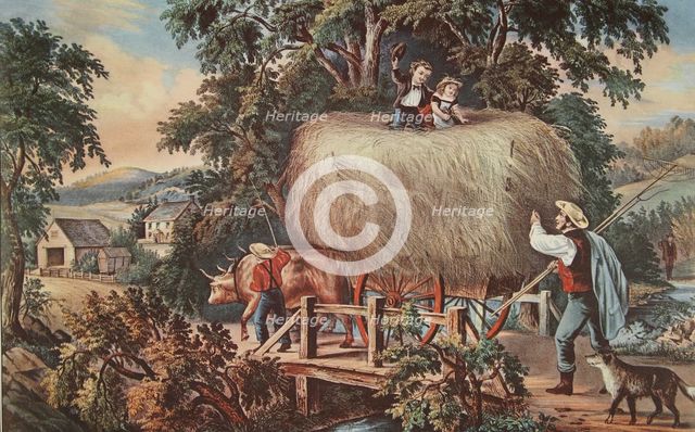 Haying-time-The Last Load, pub. 1868, Currier & Ives (Colour Lithograph)