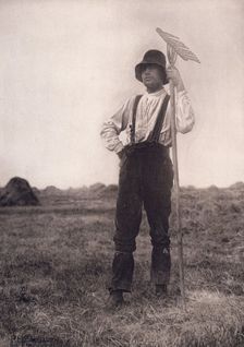 Haymaker with rake, 1890. Creator: Peter Henry Emerson