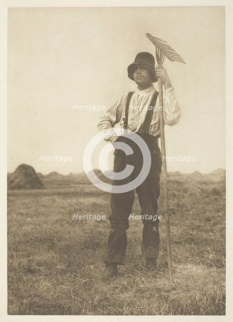 Haymaker with Rake (Norfolk), c. 1883/87, printed 1888. Creator: Peter Henry Emerson.