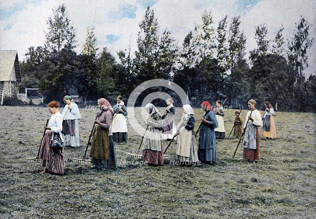 Haymaking around Moscow, Russia, c1890. Artist: Gillot