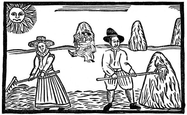 Haymaking, early 17th century, (1910). Artist: Unknown