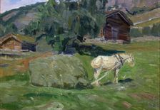 Haymaking in Vaga, unknown date. Creator: Fredrik Borgen