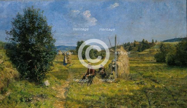 Haymaking, Vik at Stange, 1884. Creator: Gerhard Munthe.