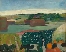 Haystacks in Brittany, 1890. Creator: Paul Gauguin