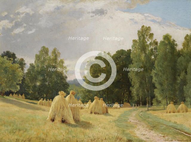 Haystacks, Preobrazhenskoe. Artist: Shishkin, Ivan Ivanovich (1832-1898)