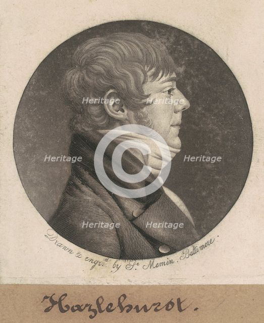 Hazlehurst, 1803. Creator: Charles Balthazar Julien Févret de Saint-Mémin.